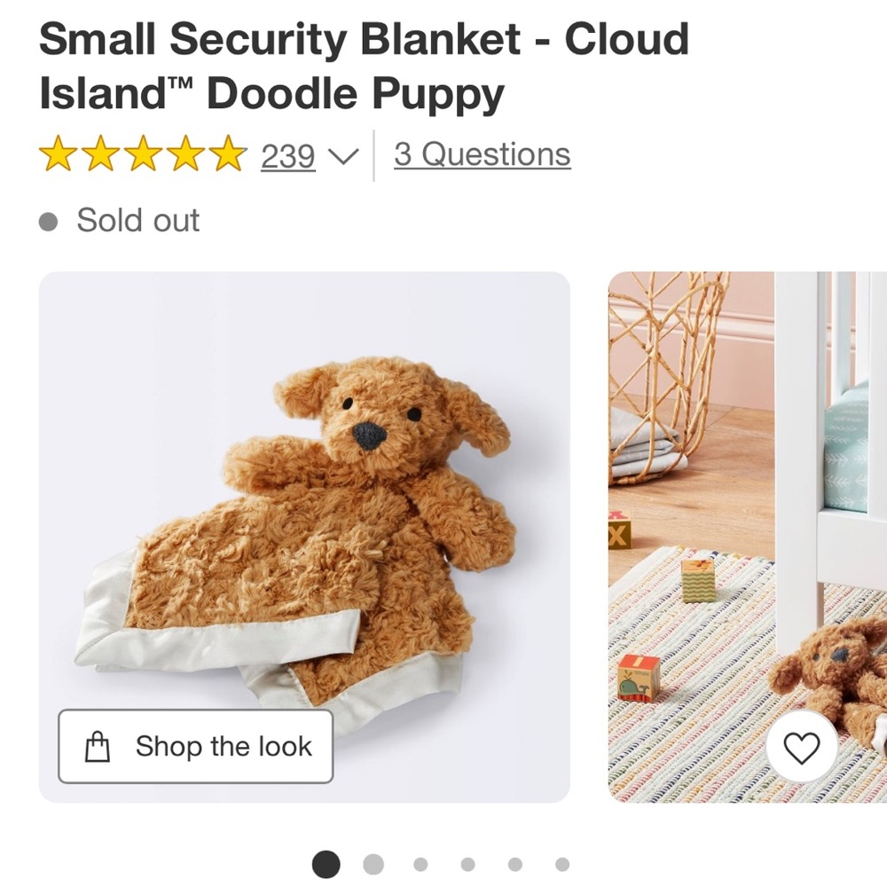 Cloud Island Doodle Puppy Dog Lovey Security Blanket NWOT